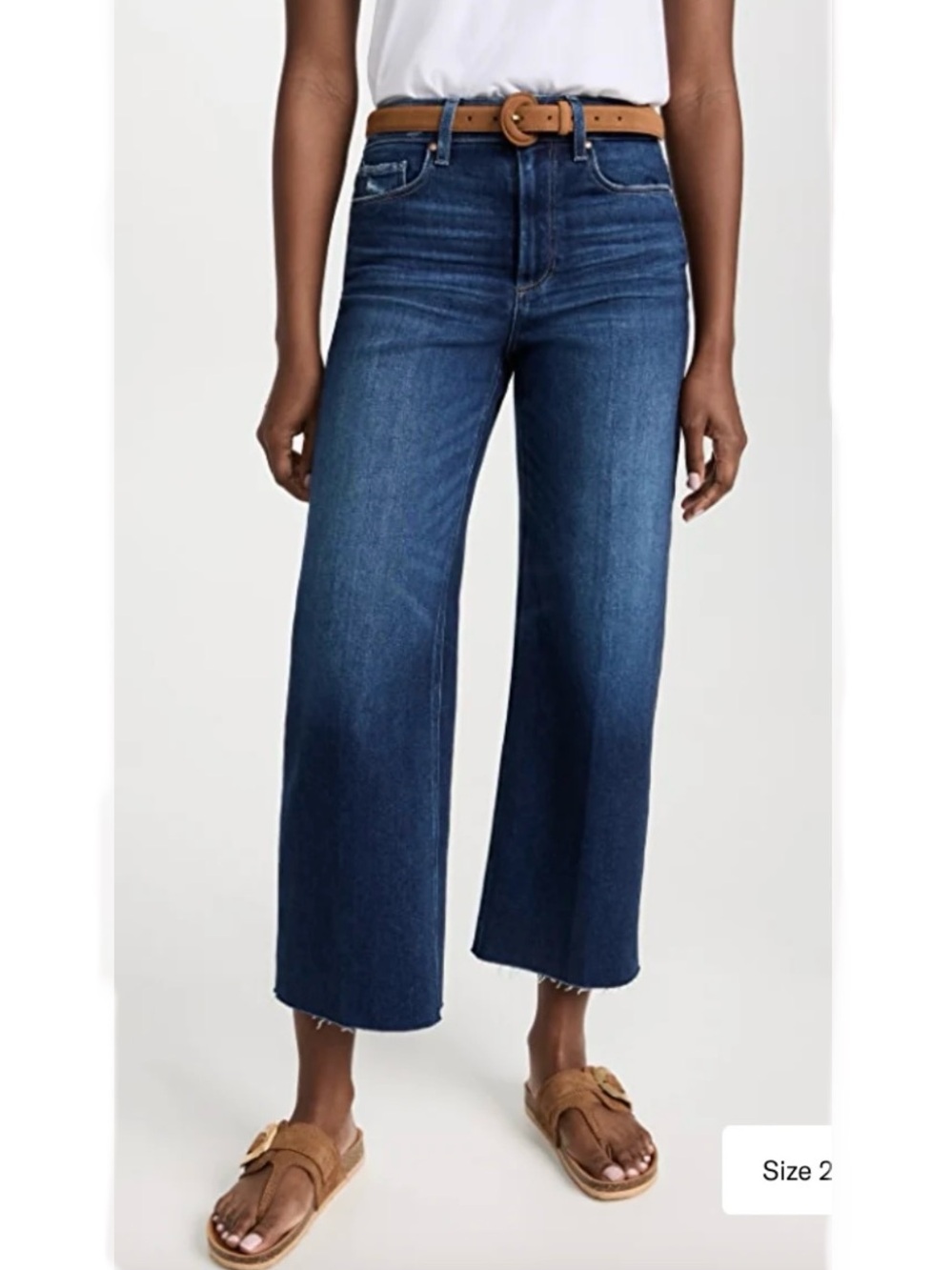 Paige Anessa Cropped Wide Leg Denim Jeans - Emotion Distressed